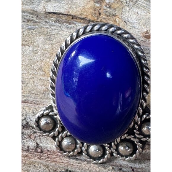 Sterling Silver Mexican Clip-On Earrings With Lapis Lazuli Style 17,25g - Picture 2 of 5